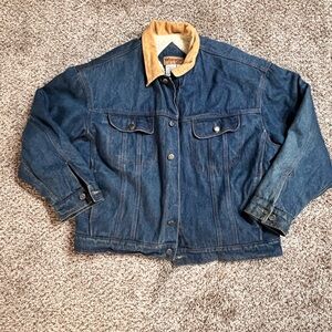 WRANGLER HERO SHERPA LINED WESTERN COWBOY TRUCKER DENIM JEAN JACKET Sz Mens XL